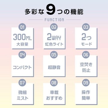 加湿器 超音波式 卓上 マイナスイオン除菌機能付き 空気清浄機 次亜塩素酸水対応 アロマ対応 空焚き防止の画像