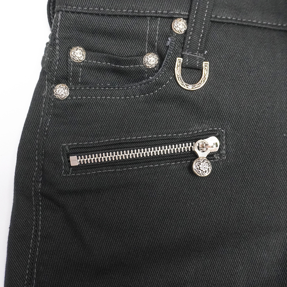 12.5oz Black Stretch Denim 《Ladies》 【蛇腹】の画像