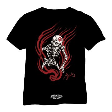 【56Tatoo Studio × ZERO-FACTORY 】 FIRE SKULL Tシャツ -BK-の画像